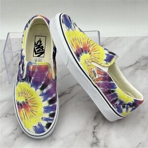 Vans Classic Slip-On Shoes Women's 7.5 Tie Dye Canvas Multicolor Skate Sneakers
